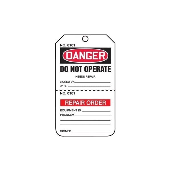 Accuform Safety Tags, DANGER DO NOT OPERATE, Perforated, 5.75in x 3.25in, PF-Cardstock, 25PK TPP205CTP - main